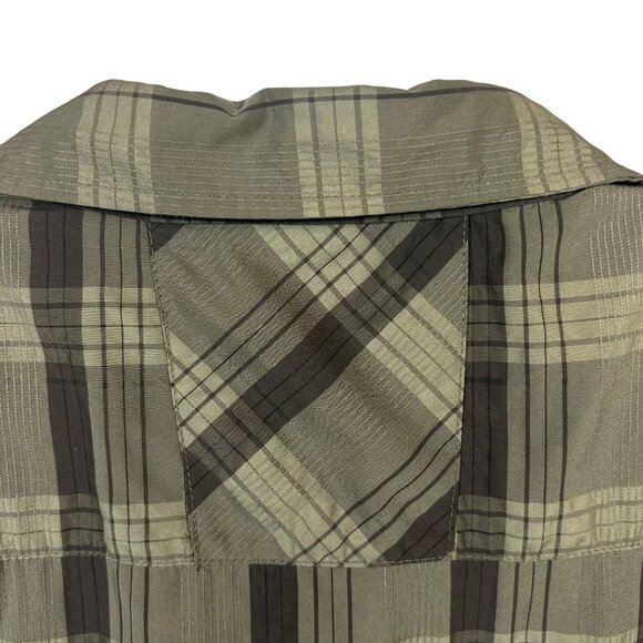 Alpine Design Mens Shirt Large Short Sleeve Green Plaid Hidden Snap Buttons - Picture 5 of 9